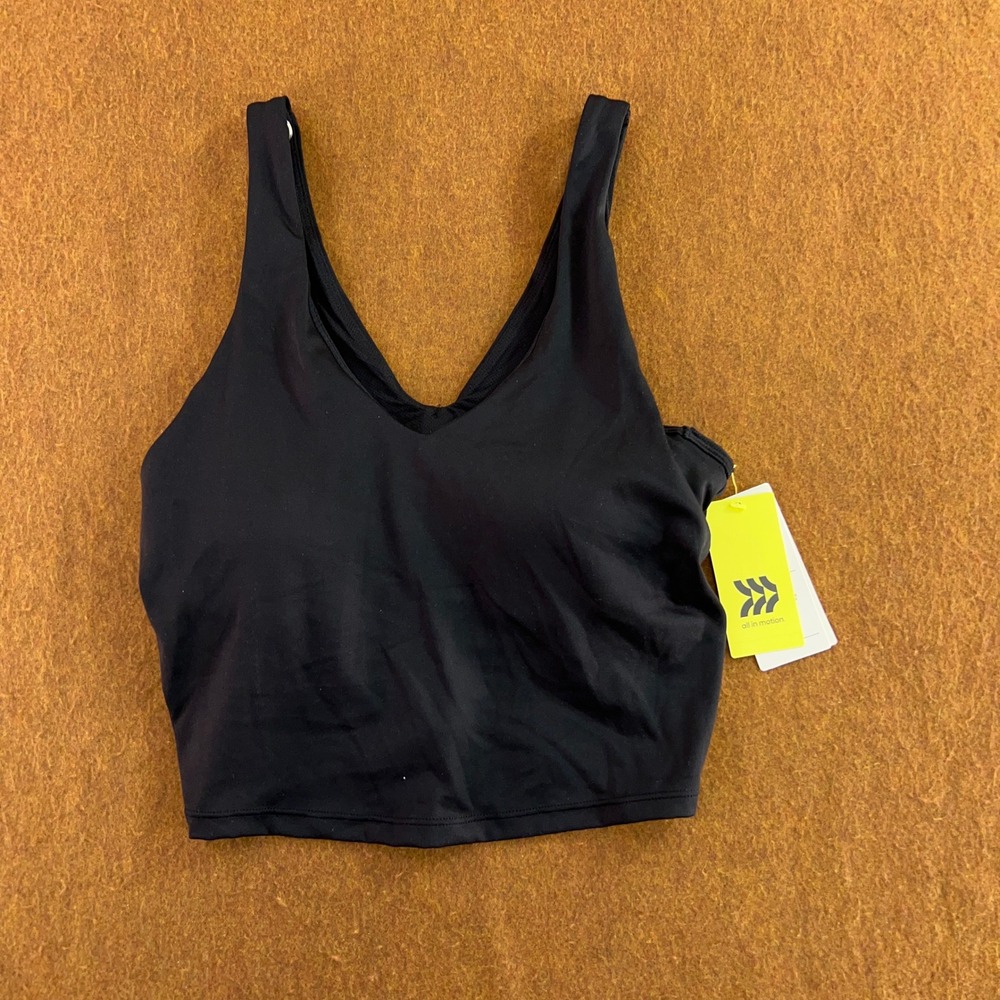 All in Motion Womens Medium Black V-Neck Cropped Activewear Tank Top NWT